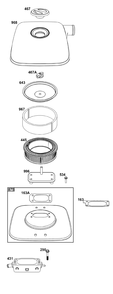 Air Cleaner Group Diagram and Parts List for 54E177-0111-J1 400000 - 699999 Briggs and Stratton Engine